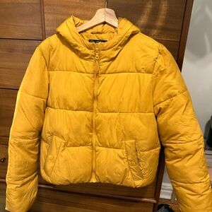 Yellow Puffer Jacket with Hood